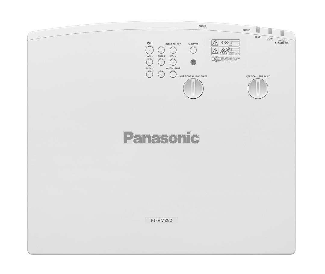Panasonic PT-VMZ82 white projector — official top view