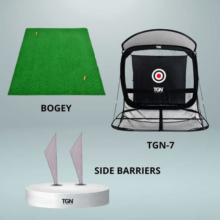 TGN-7 The Golf Net + Side Barriers + Bogey Hitting Mat (Limited Offer)
