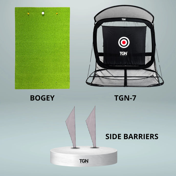 TGN-7 The Golf Net + Side Barriers + Bogey Hitting Mat (Limited Offer)