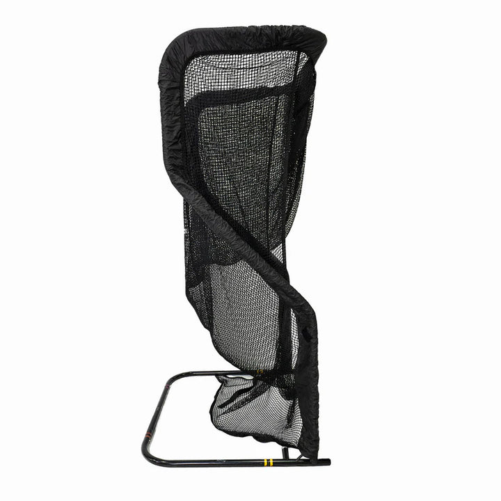 Side view of the Net Return Extra Point Kicking Net – portable football kicking net with automatic ball return and Kick n’ Catch feature