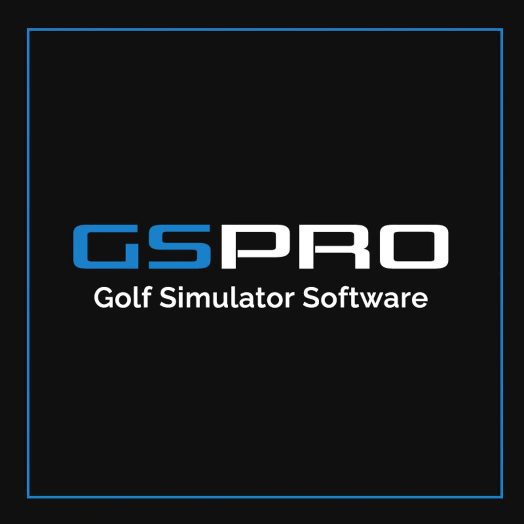 GSPro Golf Simulator Software logo with black background and blue-white lettering
