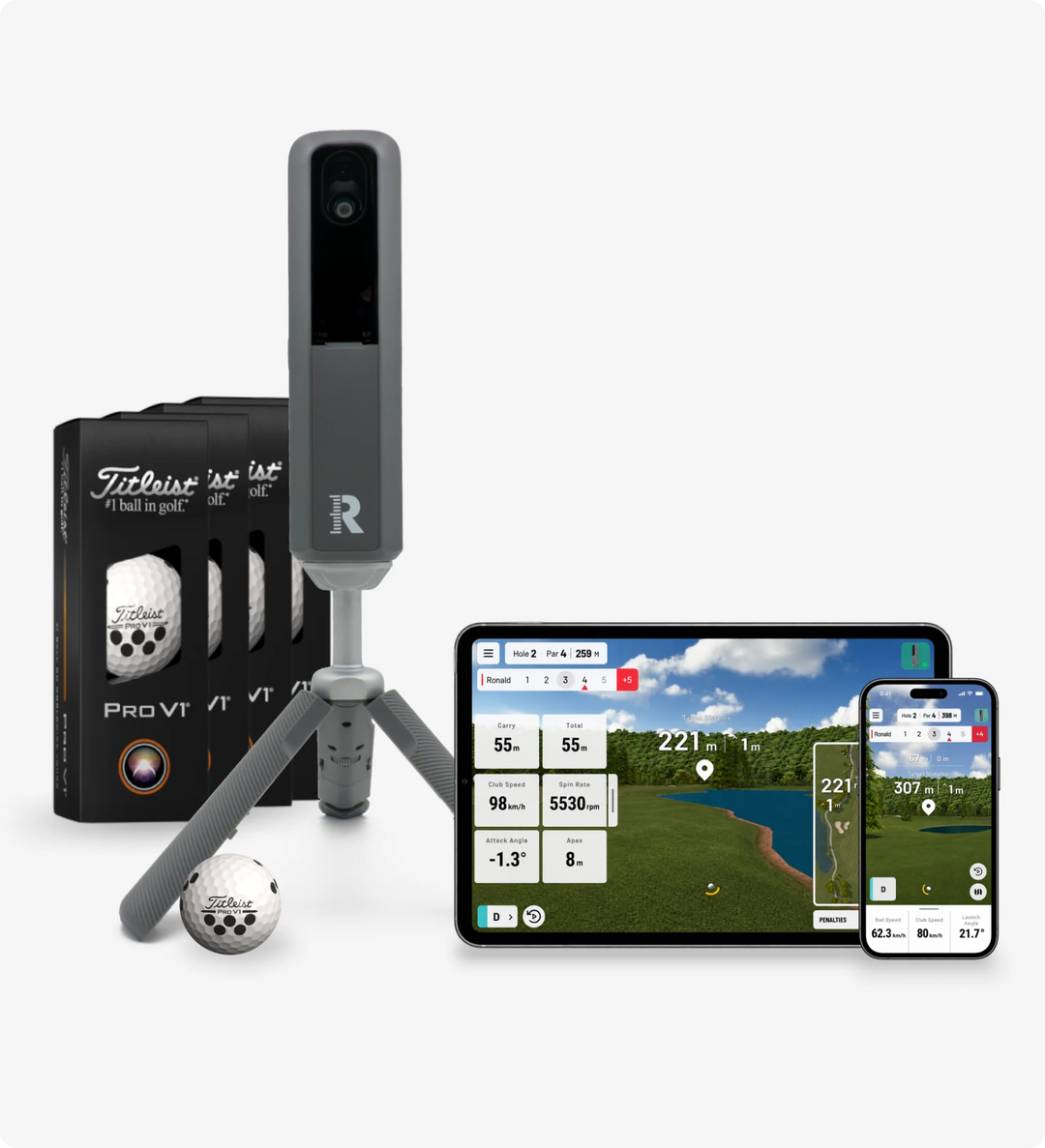 Rapsodo MLM2XPRO avec balles Titleist 2025 Pro V1 RPT