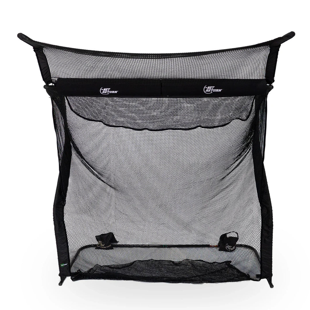 The Net Return golf net with No Fly Zone V2 installed, front view