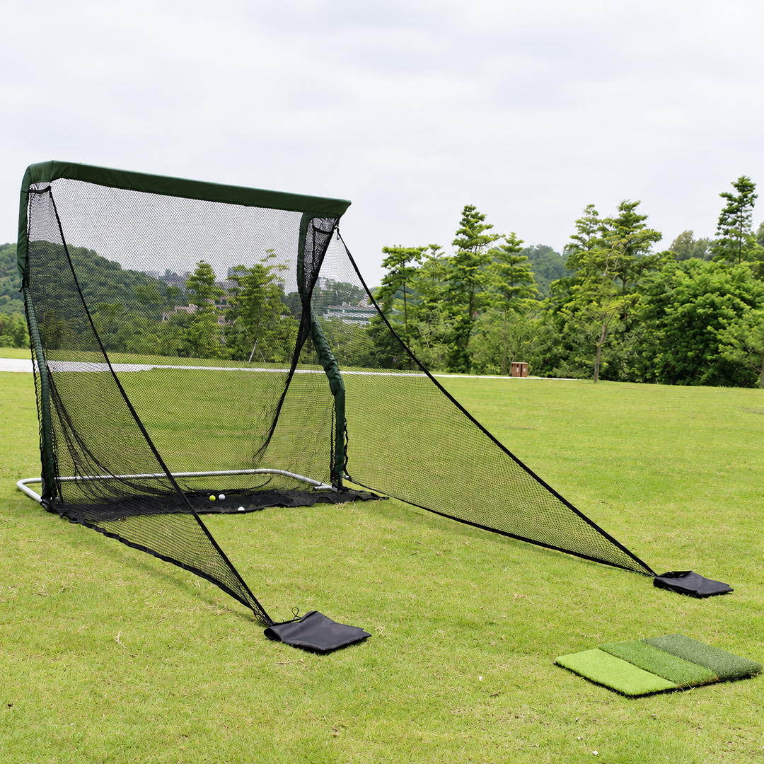 Practice Net Pro golf net outdoors with side protection nets attached