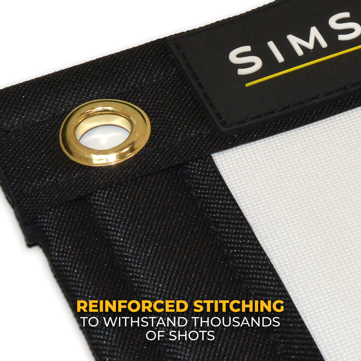 Reinforced edging and eyelet on the Premium golf impact screen