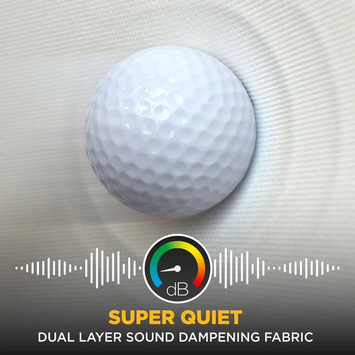 Golf ball against the Premium impact screen fabric, illustrating sound dampening