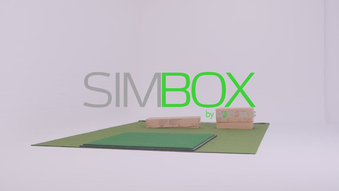 Video showing the GolfBays SimBox DIY golf enclosure — an indoor golf simulator setup demonstrating easy installation, sturdy design, and realistic practice experience.