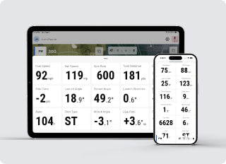 Ball- und Schlägerdaten in der Rapsodo-Golfapp auf Tablet und Smartphone