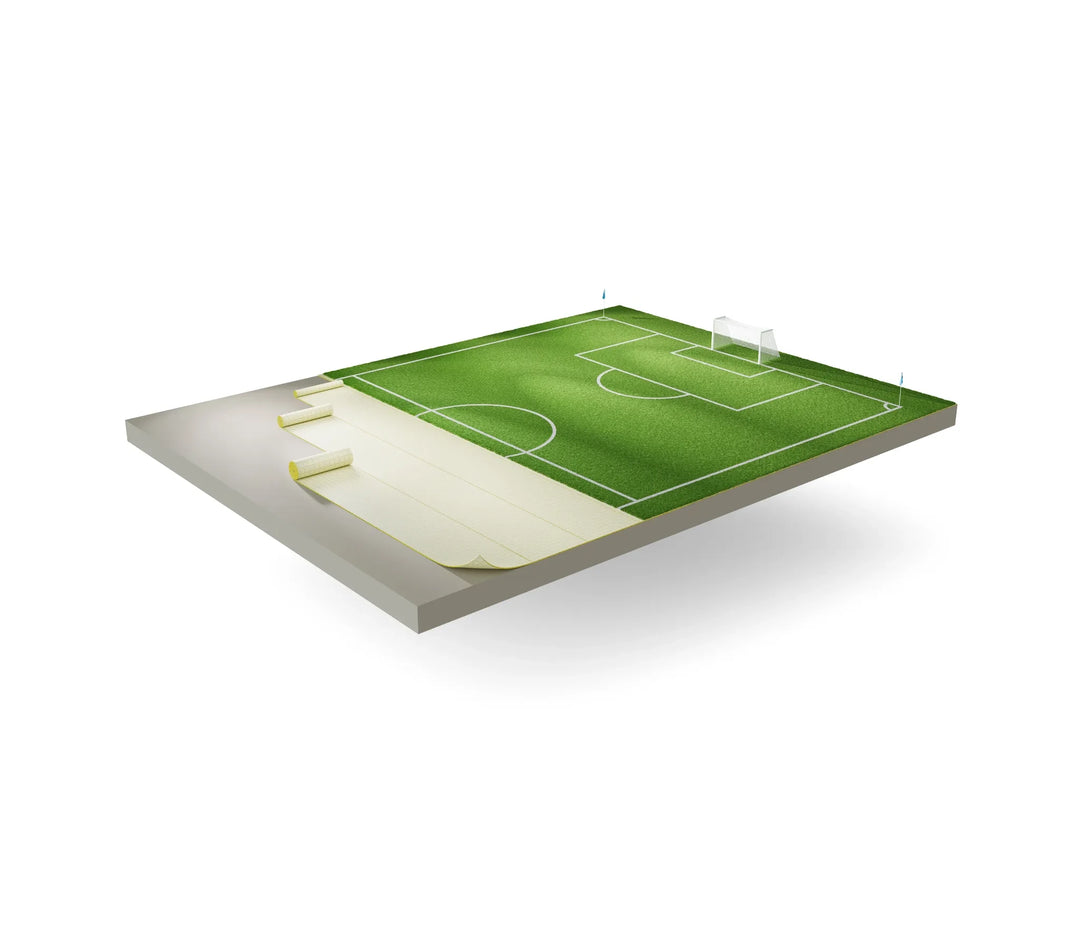 Shock-Absorbing Underlay installation under artificial turf system