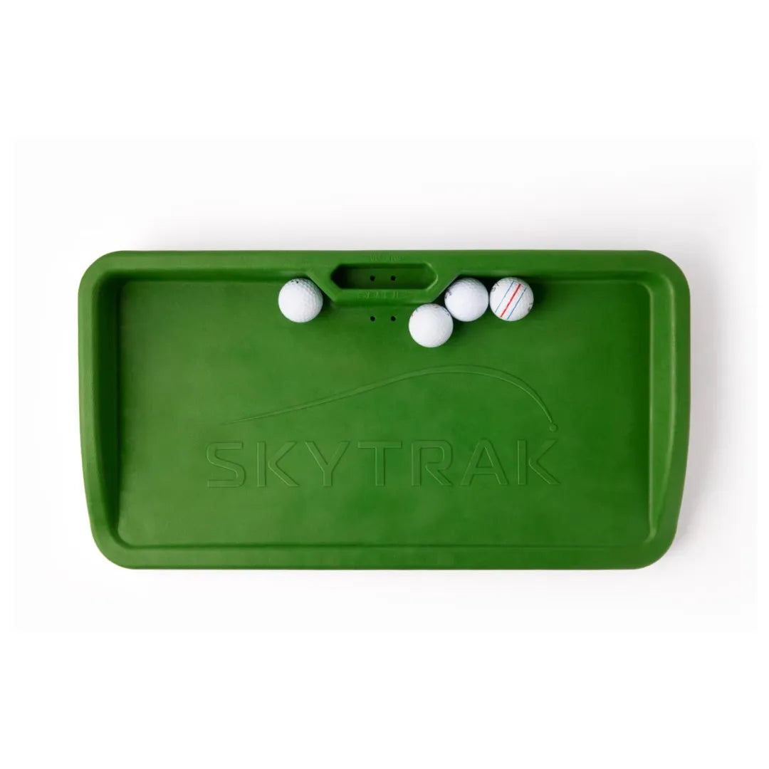 Top view SkyTrak golf ball tray with balls