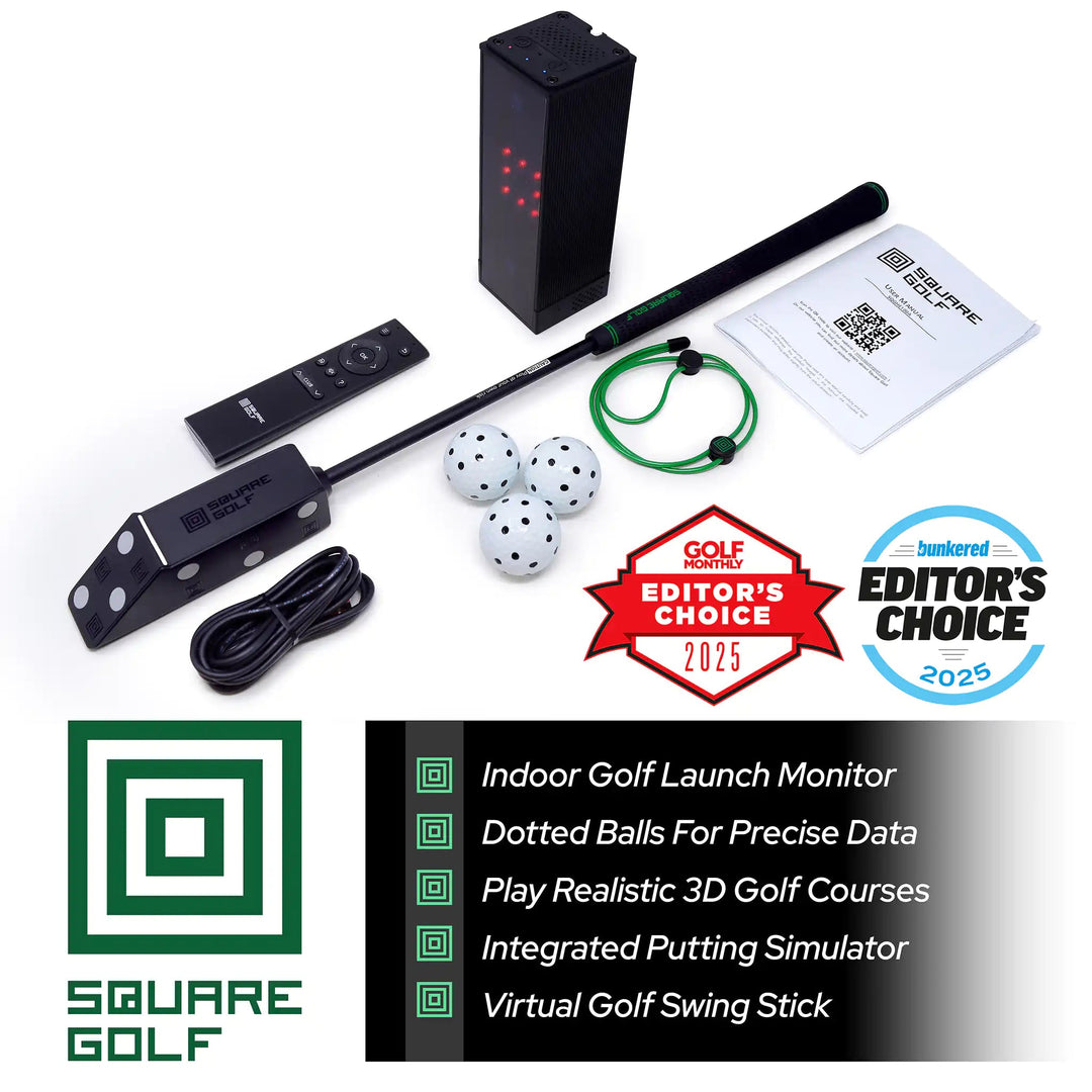 Square Golf Home launch monitor and supplied accessories