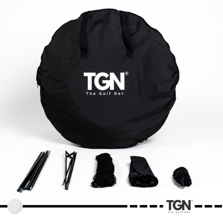 Portable golf cage with accessories